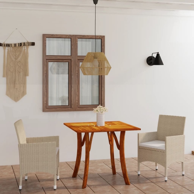 Set Mobili da Pranzo per Giardino 3 pz Beige