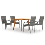 Set Mobili da Pranzo per Giardino 5 pz Grigio