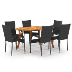 Set Mobili da Pranzo per Giardino 7 pz Nero