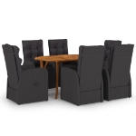 Set Mobili da Pranzo per Giardino 7 pz Nero