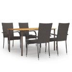 Set Mobili da Pranzo Giardino 5 pz in Polyrattan Marrone