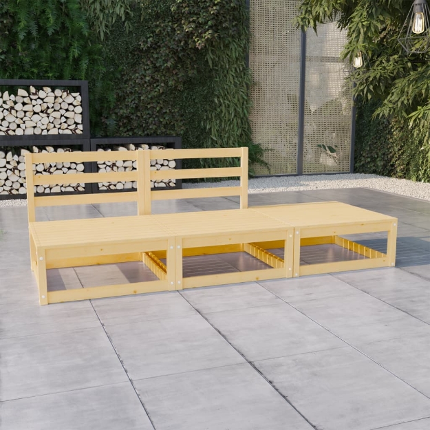 Set Divani da Giardino 3 pz in Legno Massello di Pino