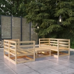 Set Divani da Giardino 5 pz in Legno Massello di Pino