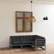 Set Divani da Giardino 4 pz con Cuscini Legno Massello di Pino