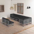 Set Divani da Giardino 8 pz con Cuscini Legno Massello di Pino
