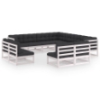 Set Divani da Giardino 11 pz con Cuscini Massello di Pino Bianco