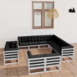 Set Divani da Giardino 11pz con Cuscini Massello di Pino Bianco