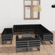 Set Divani da Giardino 12 pz Grigio Cuscini Massello di Pino