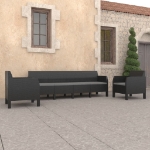 Set Divani da Giardino 3 pz con Cuscini in Rattan PP Antracite