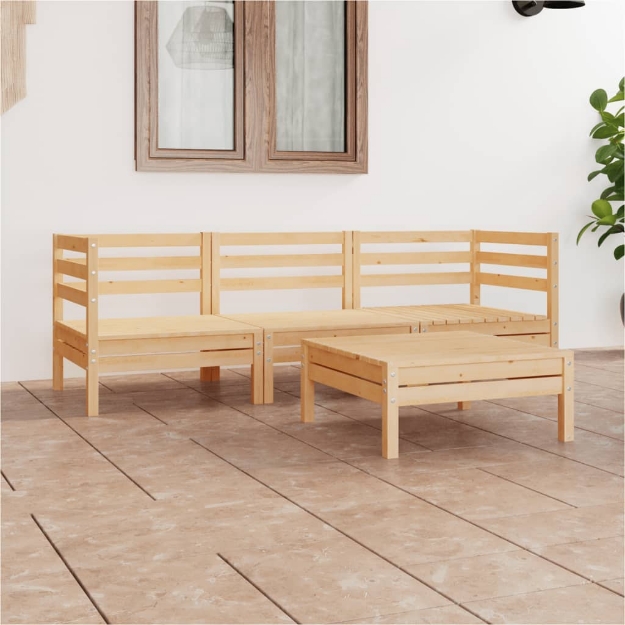 Set Divani da Giardino 4 pz in Legno Massello di Pino