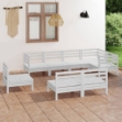 Set Divani da Giardino 8 pz in Legno Massello di Pino Bianco