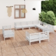 Set Divani da Giardino 11 pz in Legno Massello di Pino Bianco