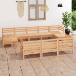 Set Divani da Giardino 10 pz in Legno Massello di Pino