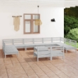 Set Divani da Giardino 13 pz Bianco in Legno Massello di Pino