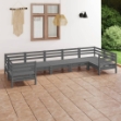 Set Divani da Giardino 7 pz Grigio in Legno Massello di Pino