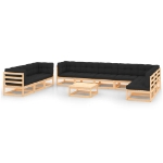 Set Divani da Giardino 11 pz con Cuscini Antracite Legno Pino