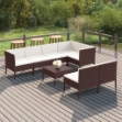 Set Divani da Giardino 8 pz con Cuscini in Polyrattan Marrone