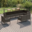 Set Divani da Giardino 9 pz con Cuscini in Polyrattan Grigio
