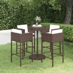 Set da Bar da Giardino 5 pz con Cuscini in Polyrattan Marrone