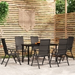 Set Mobili da Pranzo per Giardino 7 pz Nero