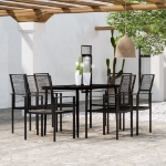 Set Mobili da Pranzo per Giardino 7 pz Nero