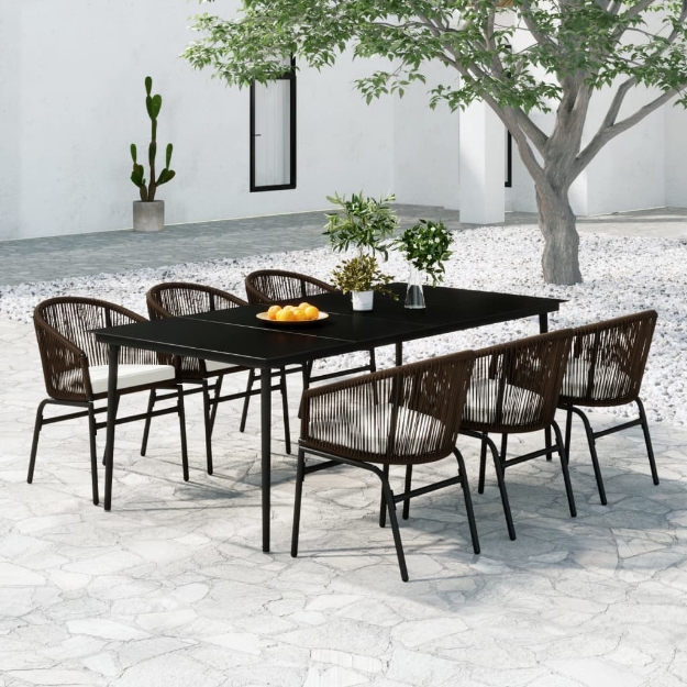 Set Mobili da Pranzo da Giardino 7 pz Marrone