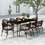 Set Mobili da Pranzo da Giardino 9 pz Marrone