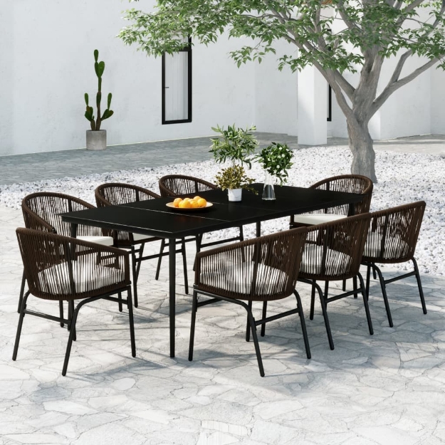 Set Mobili da Pranzo da Giardino 9 pz Marrone