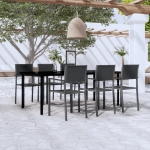 Set Mobili da Pranzo da Giardino 7 pz Nero