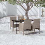 Set da Pranzo da Giardino Beige e Nero 5 pz con Cuscini