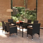 Set da Pranzo da Giardino con Cuscini 7 pz Nero