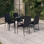 Set Mobili da Pranzo da Giardino 5 pz Nero