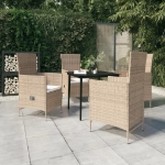 Set da Pranzo per Giardino 5 pz con Cuscini Beige