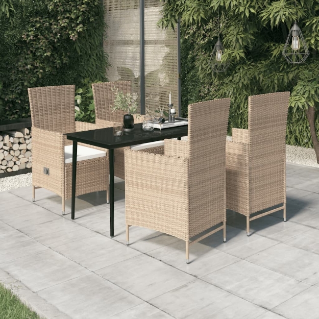 Set da Pranzo per Giardino 5 pz con Cuscini Beige