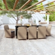 Set Mobili da Pranzo da Giardino 9 pz con Cuscini Marrone