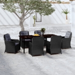 Set Mobili da Pranzo per Giardino 7 pz Nero