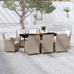 Set Mobili da Pranzo per Giardino 9 pz Marrone