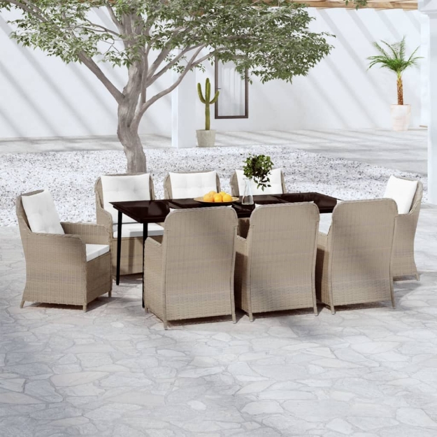 Set Mobili da Pranzo per Giardino 9 pz Marrone