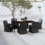 Set Mobili da Pranzo per Giardino 7 pz Nero