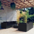 Set Divani da Giardino 7 pz con Cuscini in Polyrattan Nero