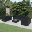 Set Divani da Giardino 8 pz con Cuscini in Polyrattan Nero