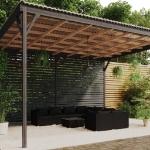 Set Divani da Giardino 9 pz con Cuscini in Polyrattan Nero