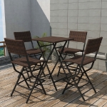 Set da Giardino 5 pz Pieghevole in Acciaio e Polyrattan Marrone