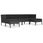 Set Divani da Giardino 6 pz con Cuscini in Polyrattan Nero