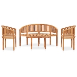 Set Salotto da Giardino 4 pz Design Curvo in Massello di Teak