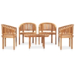 Set Salotto da Giardino 5 pz Design Curvo in Massello di Teak