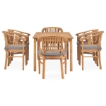 Set da Pranzo da Giardino 7 pz con Cuscini in Legno di Teak