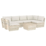 Set Divani da Giardino su Pallet 7 pz con Cuscini Legno Abete