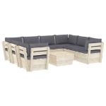 Set Divani da Giardino su Pallet 9 pz con Cuscini Legno Abete