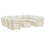 Set Divani da Giardino su Pallet 9 pz con Cuscini Legno Abete